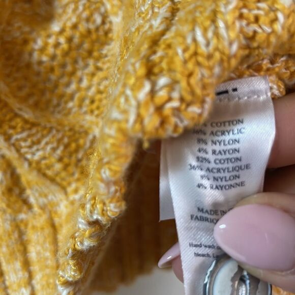 FAHERTY Chunky Retro Cable knit sweater XL Butter Yellow Soft $178 NWT - Picture 11 of 12